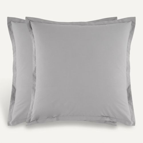 2 taies d'oreillers 63x63 cm DREAMEA CAMILLE gris vue de face