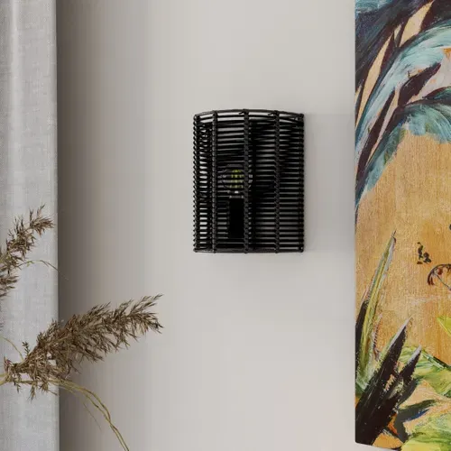 Applique rotin H. 25 cm TENET Noire vue d'ambiance 1