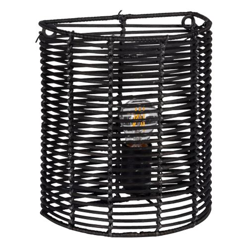 Applique rotin H. 25 cm TENET Noire vue 3/4