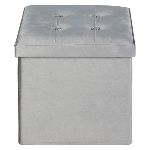 Pouf pliable H. 35 cm DIAMANT Gris vue de face