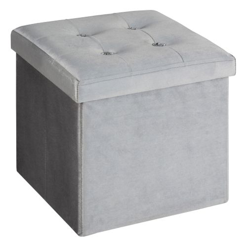 Pouf pliable H. 35 cm DIAMANT Gris vue 3/4