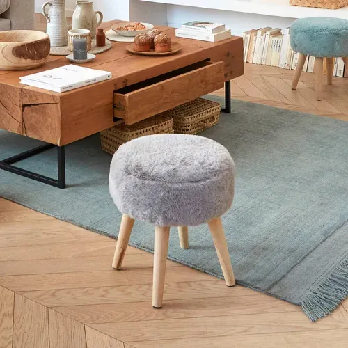 Pouf H. 40 cm JACOB Gris vue d'ambiance 1