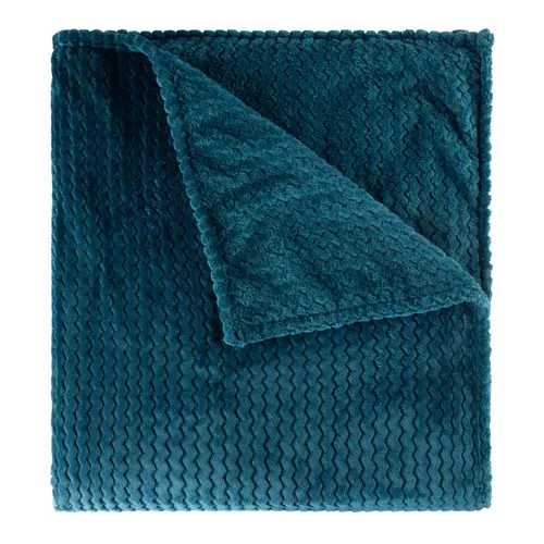 Plaid 220x240 cm ZIGGY Bleu vue de face