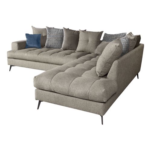 Canapé d'angle fixe droit GIMINI tissu taupe vue de profil