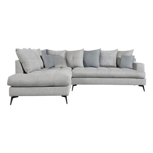 Canapé d'angle fixe gauche GIMINI tissu gris clair vue de face
