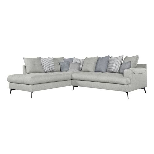 Canapé d'angle fixe gauche GIMINI tissu gris clair vue de profil