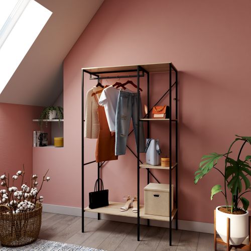 Penderie TRENDY 2 Noir et naturel