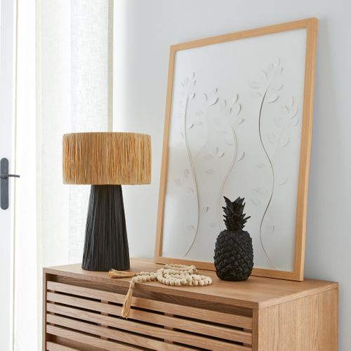 Lampe à poser raphia H.42,5 cm UMI Noire et naturelle vue d'ambiance 1