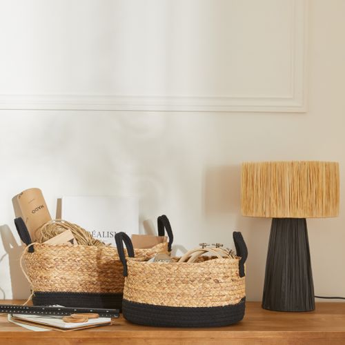 Lampe à poser raphia H.42,5 cm UMI Noire et naturelle