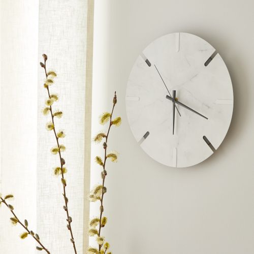 Horloge effet marbre Ø 35 cm URIAH Blanc