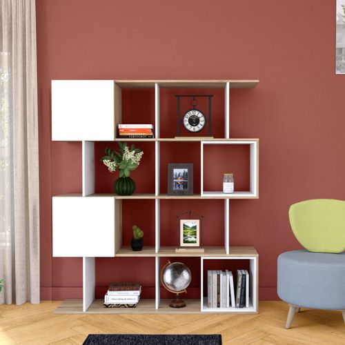 Bibliothèque JULIETTE 3 imiitation chêne sonoma blanc