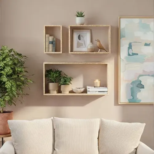 Etagère rectangle set de 3 MELIE Naturel vue d'ambiance 1