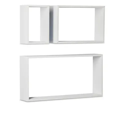Etagère rectangle set de 3 MELIE Blanc vue 3/4