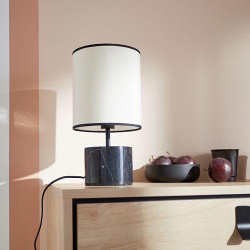 Lampe à poser marbre H. 32 cm UDARK Crème vue d'ambiance 1