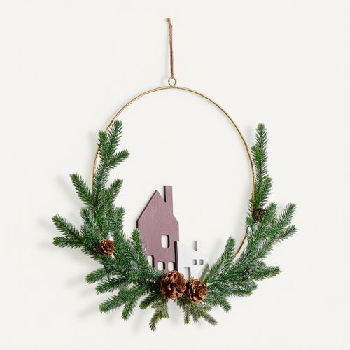 Couronne sapin maison H. 35 cm USHYLA Multicolor vue 3/4