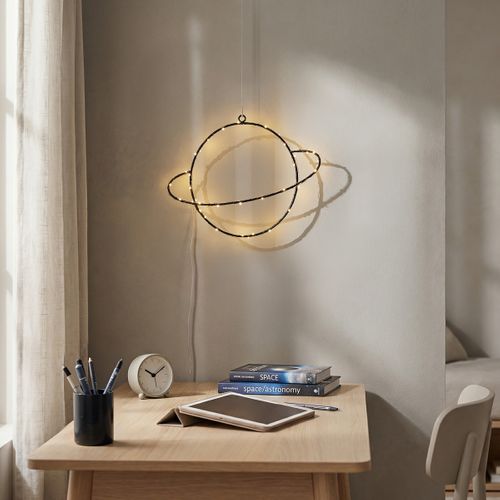 Déco murale planet LED L.30 cm USATURNE Noire vue d'ambiance 1