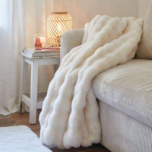 Plaid 130x170 cm SWEET Blanc vue d'ambiance 1