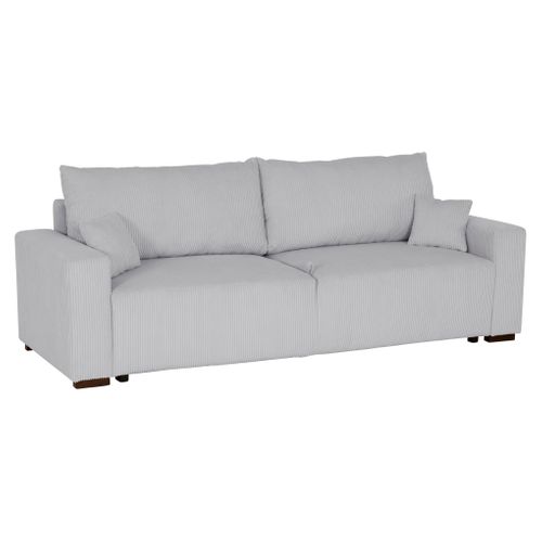 Canapé 3 places convertible GABIN velours côtelé gris clair