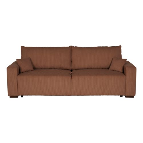 Canapé 3 places convertible GABIN velours côtelé terra cotta