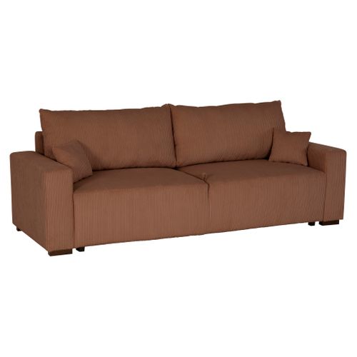 Canapé 3 places convertible GABIN velours côtelé terra cotta