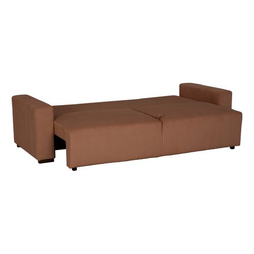 Canapé 3 places convertible GABIN velours côtelé terra cotta