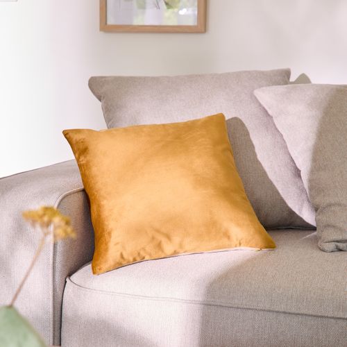 Coussin 40x40 cm VELVET Jaune vue d'ambiance 1