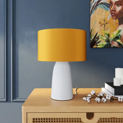 Lampe à poser H. 41 cm TOMASO Blanche et jaune vue d'ambiance 1