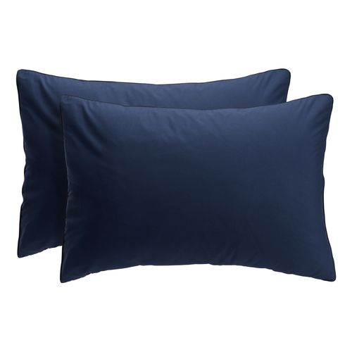 2 taies d'oreillers 50x70 cm DREAMEA PERCALE BLEU