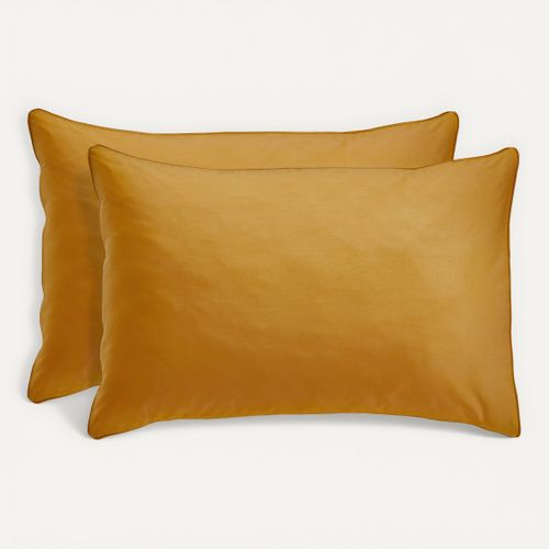 2 taies d'oreiller 50x70 cm DREAMEA PERCALE OCRE vue de face