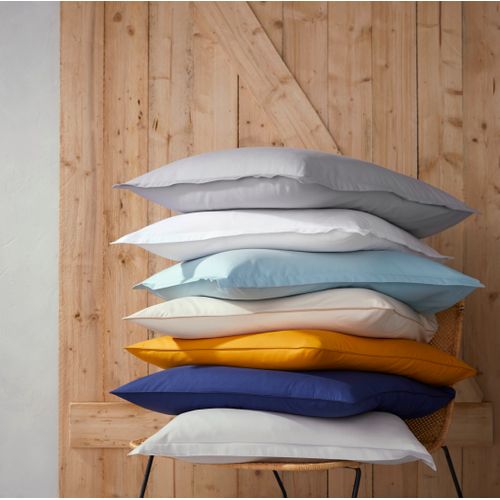 2 taies d'oreiller 65x65 cm DREAMEA PERCALE BLEU