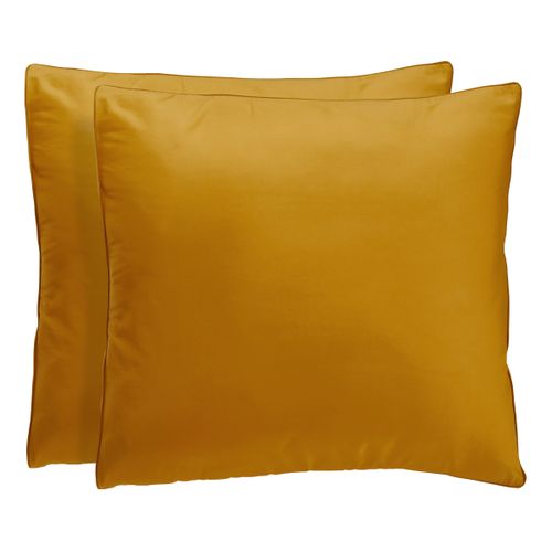 2 taies d'oreiller 65x65 cm DREAMEA PERCALE OCRE vue de face