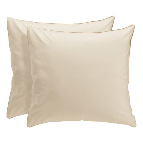 2 taies d'oreiller 65x65 cm DREAMEA PERCALE BEIGE