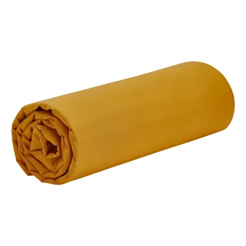 Drap housse 140x190 + 35 cm DREAMEA PERCALE OCRE vue détaillée