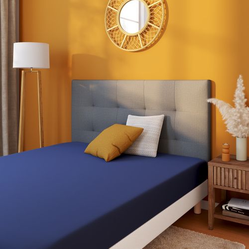 Drap housse 140x190 cm DREAMEA PERCALE BLEU