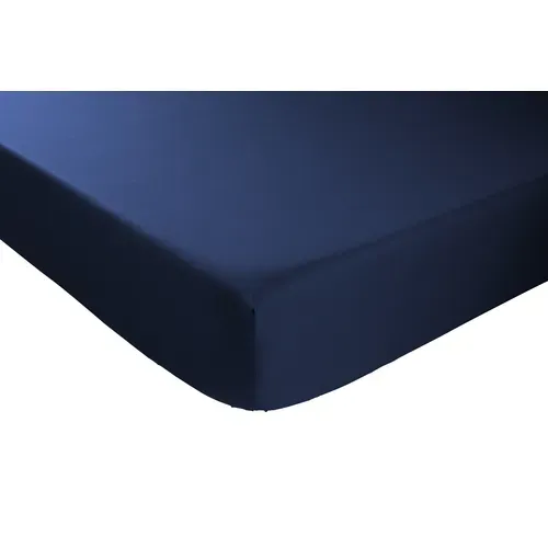 Drap housse 160x200 cm DREAMEA PERCALE BLEU vue de face