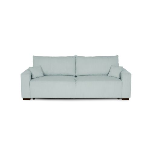 Canapé 3 places convertible GABIN velours côtelé bleu gris