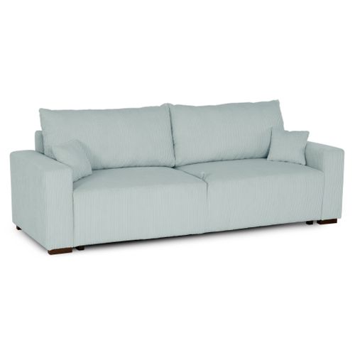 Canapé 3 places convertible GABIN velours côtelé bleu gris