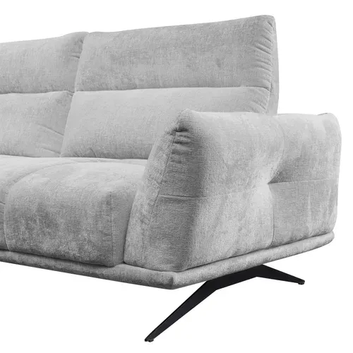 Canapé d'angle droit GIOVANNI tissu gris clair vue accessoires