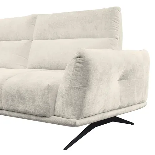 Canapé d'angle droit GIOVANNI tissu blanc cassé