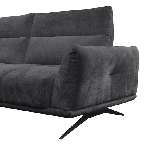 Canapé d'angle droit GIOVANNI tissu anthracite vue accessoires