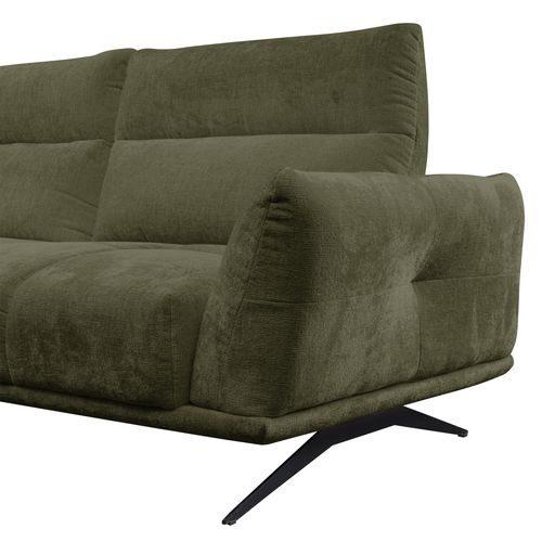 Canapé d'angle droit GIOVANNI tissu vert vue accessoires