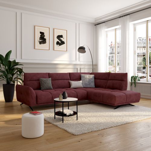 Canapé d'angle droit GIOVANNI tissu bordeaux
