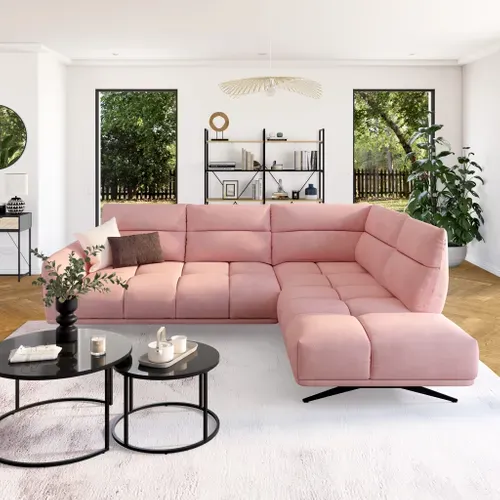 Canapé d'angle droit GIOVANNI tissu rose
