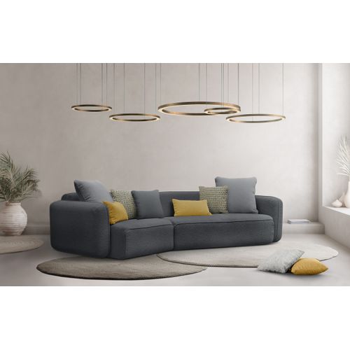 Canapé d'angle méridienne TACTIC à gauche tissu anthracite