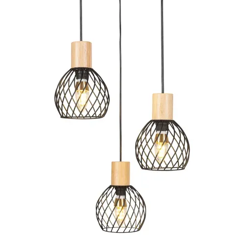Suspension 3 lumières H. 110cm TILDA Noire