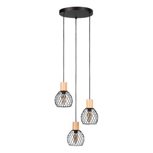 Suspension 3 lumières H. 110cm TILDA Noire