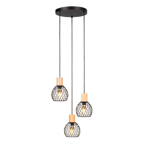 Suspension 3 lumières H. 110cm TILDA Noire