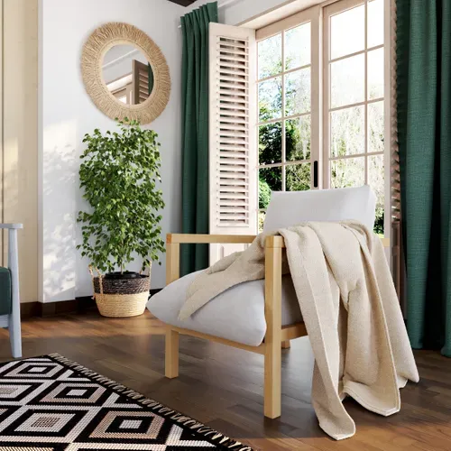 Plaid 130x170 cm TENDRESSE Beige vue d'ambiance 1