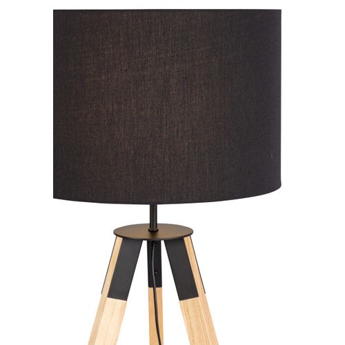 Lampadaire trépied H. 140 cm TERRENCE Noir et naturel vue détaillée