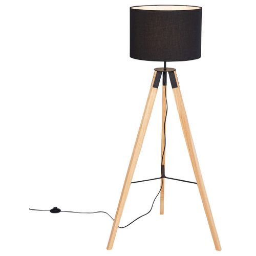 Lampadaire trépied H. 140 cm TERRENCE Noir et naturel